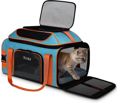 Uitbreidbare zachte zijden draagtas voor kleine honden en katten - 45 x 30cm - vliegtuigvriendelijk