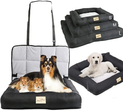 ITRONIQ Honden Autostoel Medium - Autostoel Hond - Waterdicht - Antislip - Hondenmand Auto met Kussen - Zwart - Comfort