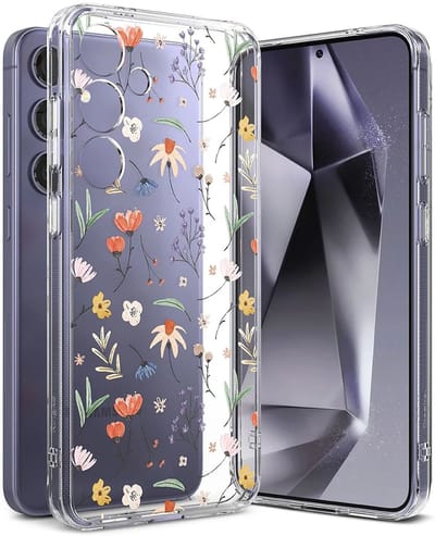 Ringke Fusion Design | Hoesje Geschikt voor Samsung Galaxy S24 | Back Cover met Antikrascoating | Militaire Standaard | Dry Flowers