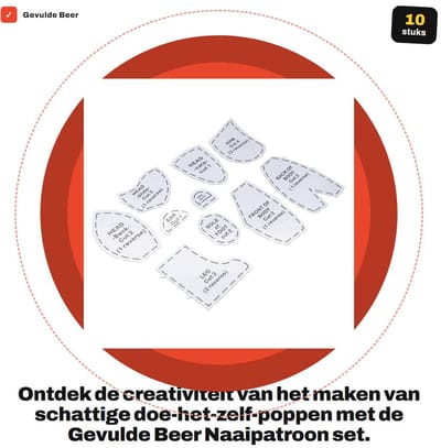 Dailygoods- Naaipatroon Gevulde Beer - Herbruikbare Naaisjabloon Set - DIY Poppen Maken - Veilig Gebruik - 10 Stuks - Eenvoudig Snijden - Poppenpatroon
