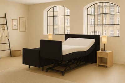 Lecce Hoog Laag Bed 1 Persoons/ Verzorgingsbed /Seniorenbed Elektrisch Verstelbaar 120x200 cm Zwart/Montage optie/Made in NL