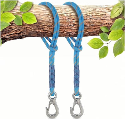 Hangmat bevestigingsset voor boom - 2 stuks verstelbare ophangriemen met karabijnhaak - 60 cm - geschikt voor schommels en hangmatten - Blauw