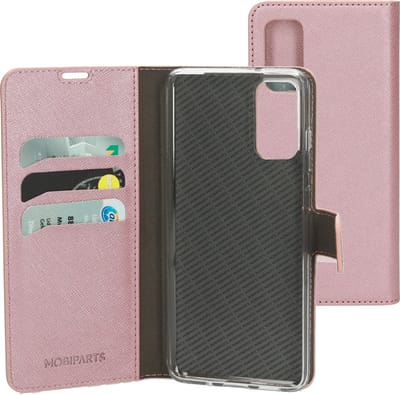 Mobiparts hoesje geschikt voor Samsung Galaxy S20 - Saffiano Wallet/Portemonnee hoesje - Magneet Sluiting - 3 Opbergvakken - Roze