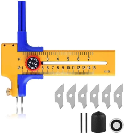 Dailygoods- Cirkelsnijder kunststof - Snijder Papier/Karton - Ronde Snijder - 6 Messen - 1 Sluitring - Lichtgewicht en Compact