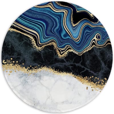 Ronde Muismat met Gestikte Rand, Waterdicht en Antislip Rubberbasis, Ideaal voor Kantoor en Gaming, Schattig Abstract Marmerontwerp, Desk Accessories voor Laptopgebruik