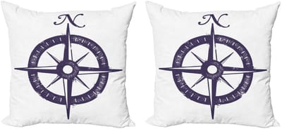 ABAKUHAUS Kompass Kussenhoes Set – 2x50x50 cm – Dubbelzijdig