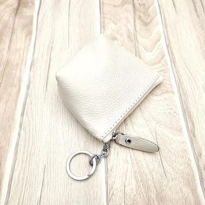 Draagbare Echte Lederen Portemonnee Vintage Sleutelkaart Munt Oordopjes Houder Pouch voor Vrouwen Mannen Mini Portemonnee wit