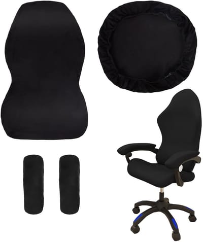 stoel, 4 stuks, hoes voor gamingstoel, armleuningen, bureaustoel, elastische gamingstoelhoes, geschikt voor gamingstoelen, draaistoelen, zwart