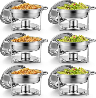Ronde Voedselwarmer - Buffet Serveerschaal - Gerechten Warm Houden - Stapelbaar Ontwerp - 5 Liter Capaciteit - Roestvrij Staal