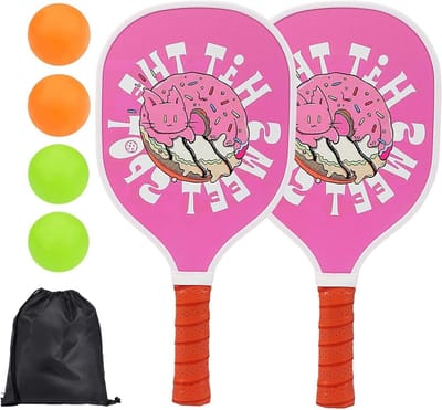Peddelset met bal - Balspel set - Buiten spelen - Geperforeerde bal - Grote racketvlakken - Kleurrijk