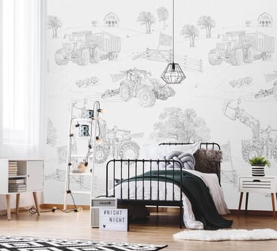 INGK Kinderbehang - Olive & Noah - Farmlife Toile (gray)