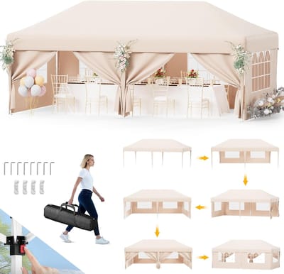 Vouwpaviljoen 3x6m - Waterdicht en In Hoogte Verstelbaar - Partytent met UV-bescherming - Ideaal voor Tuin, Feest en Camping - Inclusief Draagtas - Grijs