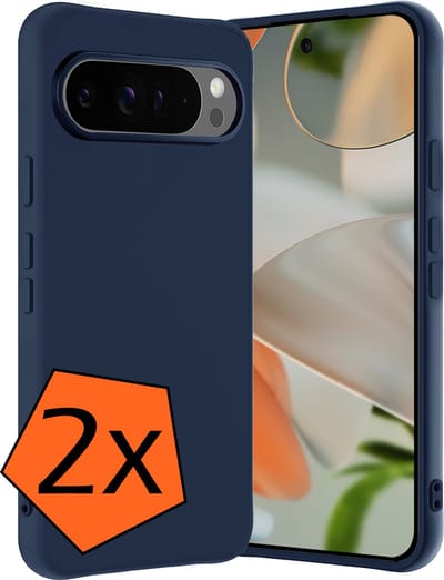 Hoes - 2 Stuks - Geschikt voor Google Pixel 9 Pro - Sterk & Shockproof - Case Siliconen - Back Cover - Telefoon Hoes - Donkerblauw