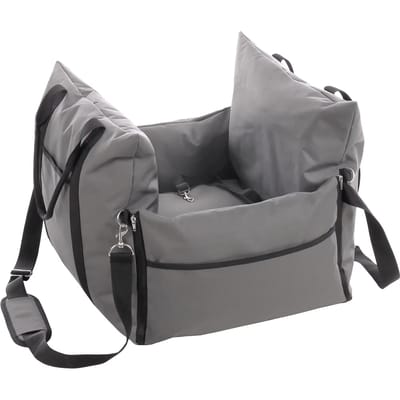 Autostoel hond – Flamingo Autostoel Bobba Grijs – 56x56x42cm – 3-in-1 draagtas, autostoel & ligkussen – veilig & praktisch