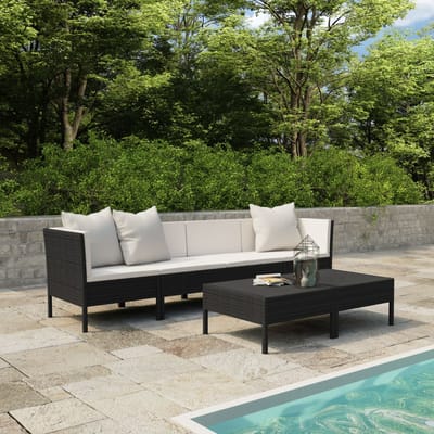 vidaXL - 6-delige - Loungeset - met - kussens - poly - rattan - zwart