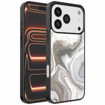 Geschikt voor iPhone 17 Pro Max Telefoonhoesje met marmer opdruk - TPU backcover case marble design - Zilver - Smartphonica geschikt voor iPhone 17 Pro Max