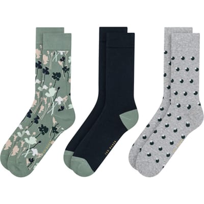 Ted Baker 3pk Mens Non Terry Crew Green Maat: OS | Sokken Outlet | Heren | Zwart