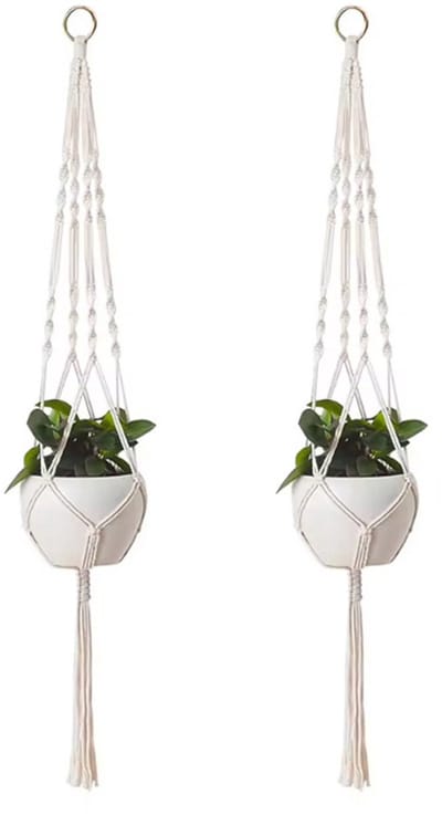 Scoby - Plantenhanger - Macramé houder - Bloempot hanger - Bohemian Decor - Wanddecoratie - Wit