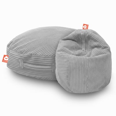 Whoober Ibiza – Ronde Zitzak – Grijs dik ribfluweel – Comfortabel & Duurzaam