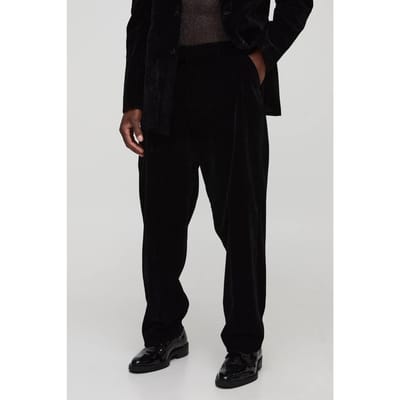 Relaxed Velour Trouser | Black | Size 38