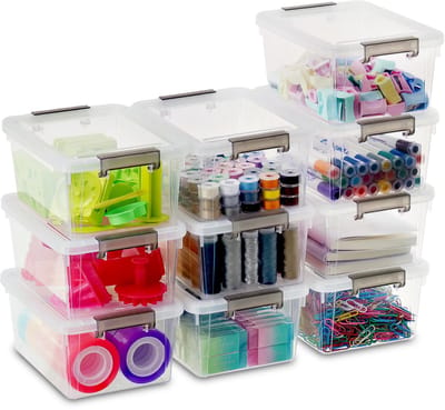 Dailygoods- Opbergdozen 1,25 l - Set van 10 stuks - Transparant - Stapelbaar - BPA-vrij - Geschikt voor knutselspullen - Opbergboxen