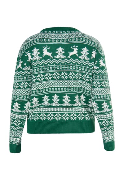 Mymo Kersttrui Dames Groen Wit