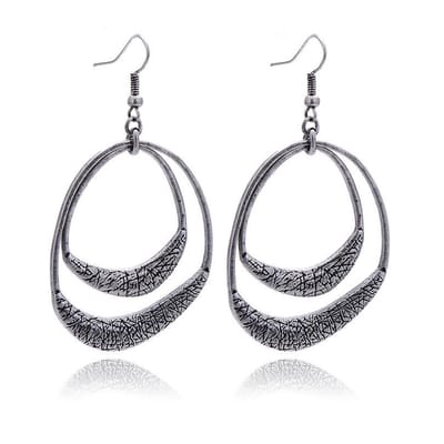 Jomide Oorhangers Cirkel Double - Zilverkleurig