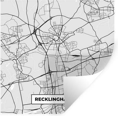 Muurstickers - Sticker Folie - Kaart - Recklinghausen - Duitsland - Stadskaart - Plattegrond - 100x100 cm - Plakfolie - Muurstickers Kinderkamer - Zelfklevend Behang XXL - Zelfklevend behangpapier - Stickerfolie