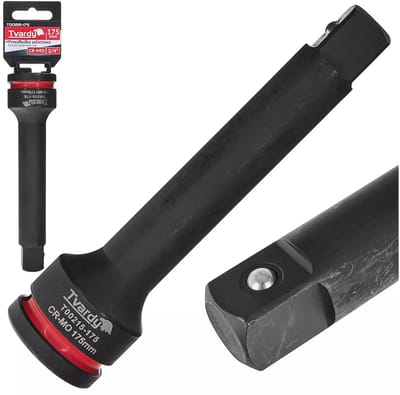 Tvardy Slagverlengstuk 19 mm vierkant - chroom-molybdeenstaal - met kogelborging - 175 mm - zwart - voor slagmoersleutels en autowerkplaats