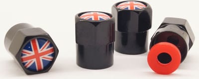 Schrader (auto) ventiel - Zwart Union Jack kleur aluminium met afdichting