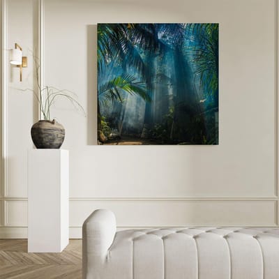 Artaza Canvas Schilderij Jungle - 90x90 cm - Wanddecoratie Palmboom - Muurdecoratie Bos - Schilderijen Op Canvas Natuur