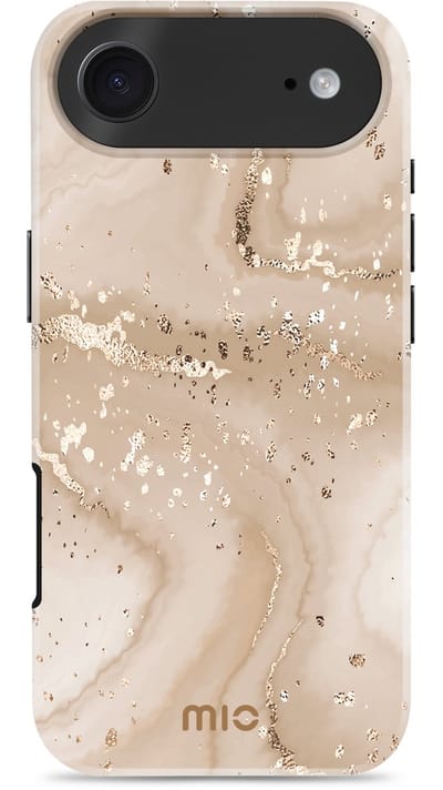 Mio by Mobilize Hoesje geschikt voor Apple iPhone Air MagSafe Telefoonhoesje Hardcase | Mio by Mobilize Backcover | Geschikt voor MagSafe | Geschikt voor Draadloos Opladen met Magnetische Ring | Geschikt voor MagSafe Case - Gold Marble | Goud