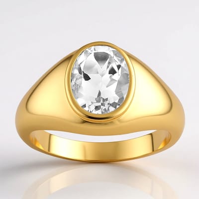 Cavill - Vergulde Zilveren Ring - 1,962 Ct Witte Ovale Topaas - Luxe Topaas Sieraden - Elegante Ring Dames - Maat 17-20
