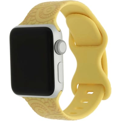 123watches bandje Ibiza - siliconen - geel - 44 · 45 · 46 & 49 mm - Geschikt voor Apple Watch series 1/2/3/4/5/6/7/8/9/10/11/12/SE/SE2/SE3/Ultra/Ultra 2/Ultra 3/Ultra 4