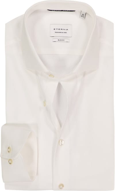 ETERNA slim fit overhemd - twill - ecru - Strijkvrij - Boordmaat: 44