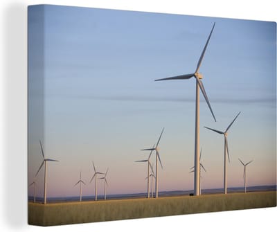 Canvas Schilderij Windmolenpark in Montana - 30x20 cm - Wanddecoratie