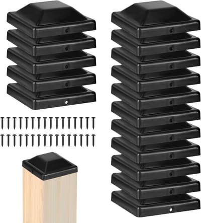 NTH products- Hekpaaldoppen 16 Stuks - Kunststof Doppen - Vierkante Zuildoppen - Bescherming Houten Palen - Eenvoudig te Installeren - Effectieve Bescherming tegen Erosie - Paaldoppen