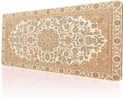 Grote vintage muismat met gele bloemen en antislip basis voor gaming en kantoorgebruik, 800 x 400 mm