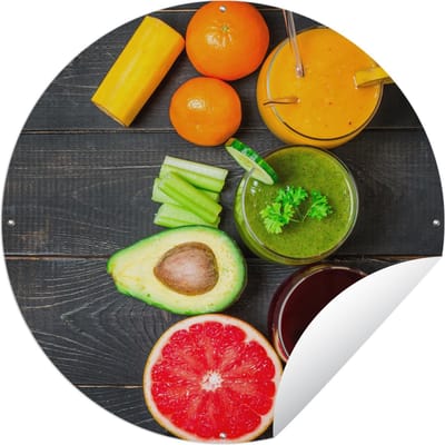 Tuincirkel Fruit - Smoothie - Industrieel - Zomer - 60x60 cm - Ronde Tuinposter - Buiten