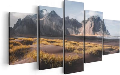 Artaza Canvas Schilderij Vijfluik Zwart Zand In De Bergen Van IJsland - 100x50 - Foto Op Canvas - Canvas Print
