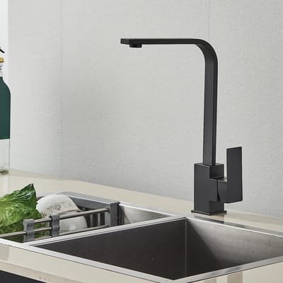 360° draaibare keukenmengkraan, keukenkraan met mengkraan en wastafel, 304 roestvrij staal voor warm en koud water in de keuken, zwart