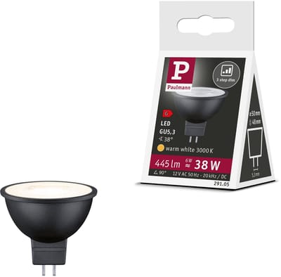 Standaard 12 V 3-Step-Dim LED-reflector GU5,3 445lm 6W 3000K dimbaar Zwart mat