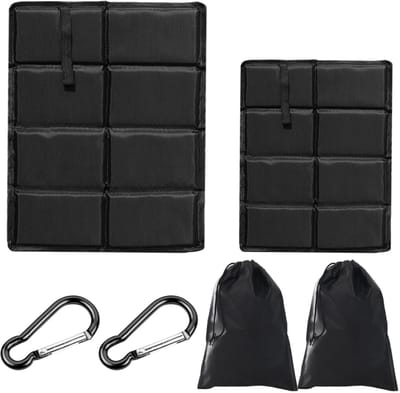 Dailygoods- Kussens 29x40 cm - Outdoor Kussen - Kinderen/Klapkussen - Vochtbestendig - Inclusief 2 Karabijnhaken - Zwart/Grijs - Zitkussen