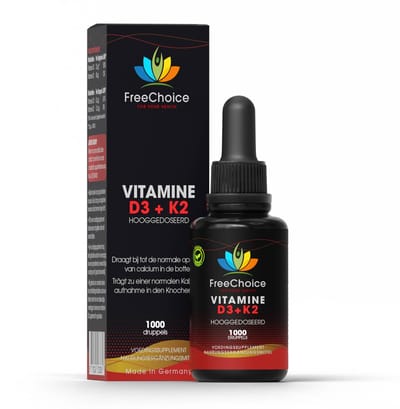FreeChoice - Vitamine D3/K2 druppels - 1000 hooggedoseerde druppels