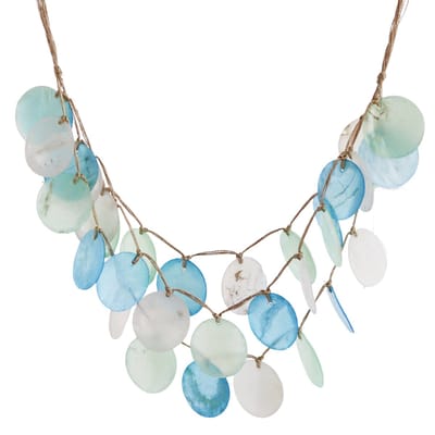 Behave - Ketting Dames - Blauw lime - groen - wit - Schelp - 50 cm