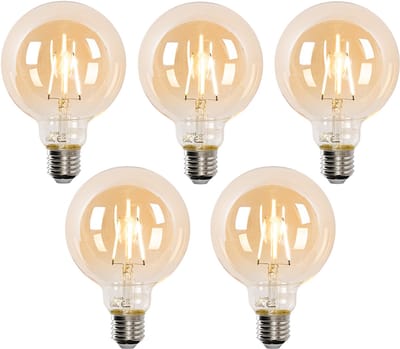 LUEDD Set van 5 E27 dimbare LED lampen G95 4.9W 320 lm 2500K