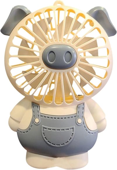Schattige Varkenvormige Mini Draagbare Ventilator Met Oplaadbare Lampen, Handventilator Met 2 Snelheden Voor Kinderen & Dames, Binnen & Buiten