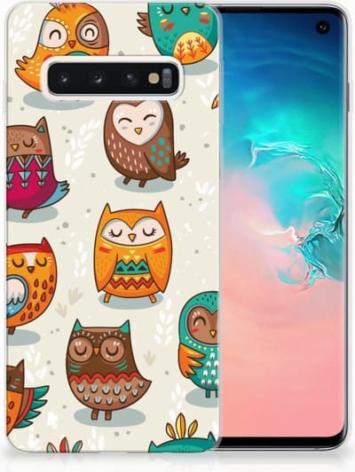 Samsung Galaxy S10 TPU Hoesje Vrolijke Uilen