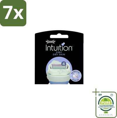 7 x Wilkinson Intuition 2 in 1 Navulmesjes Dry Skin 3 stuks per verpakking - Grootverpakking - Scheermesje Droge Huid - Kokosmelk Scheermesje - Amandelolie Scheermesje - Scheermesje Met Verzorging - Scheermesje Voor Gevoelige Huid