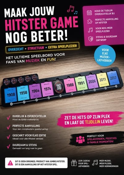 Hitster Kaartenbord – Accessoire voor Hitster Muziekspel – Bordspel Accessoire voor Spelavond & Muziekquiz - 3d print